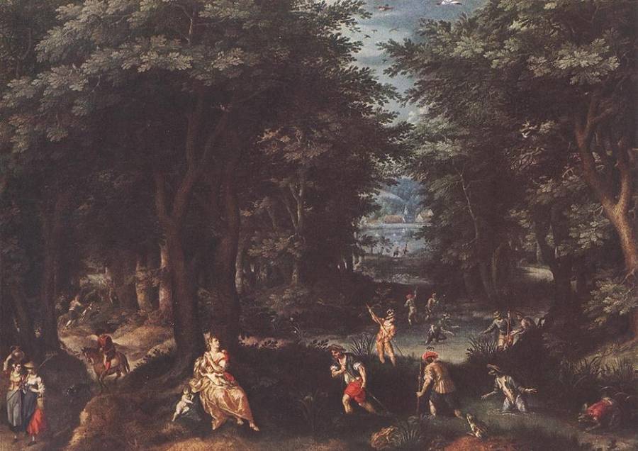 Coninxloo Gillis van - paysage avec Leto et les paysans de Lycie.jpg